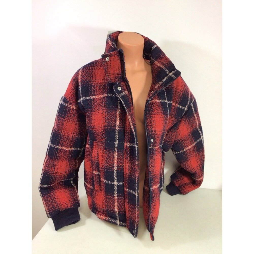 Levi's Plaid Wool Puffer Jacket Coat Womens Large